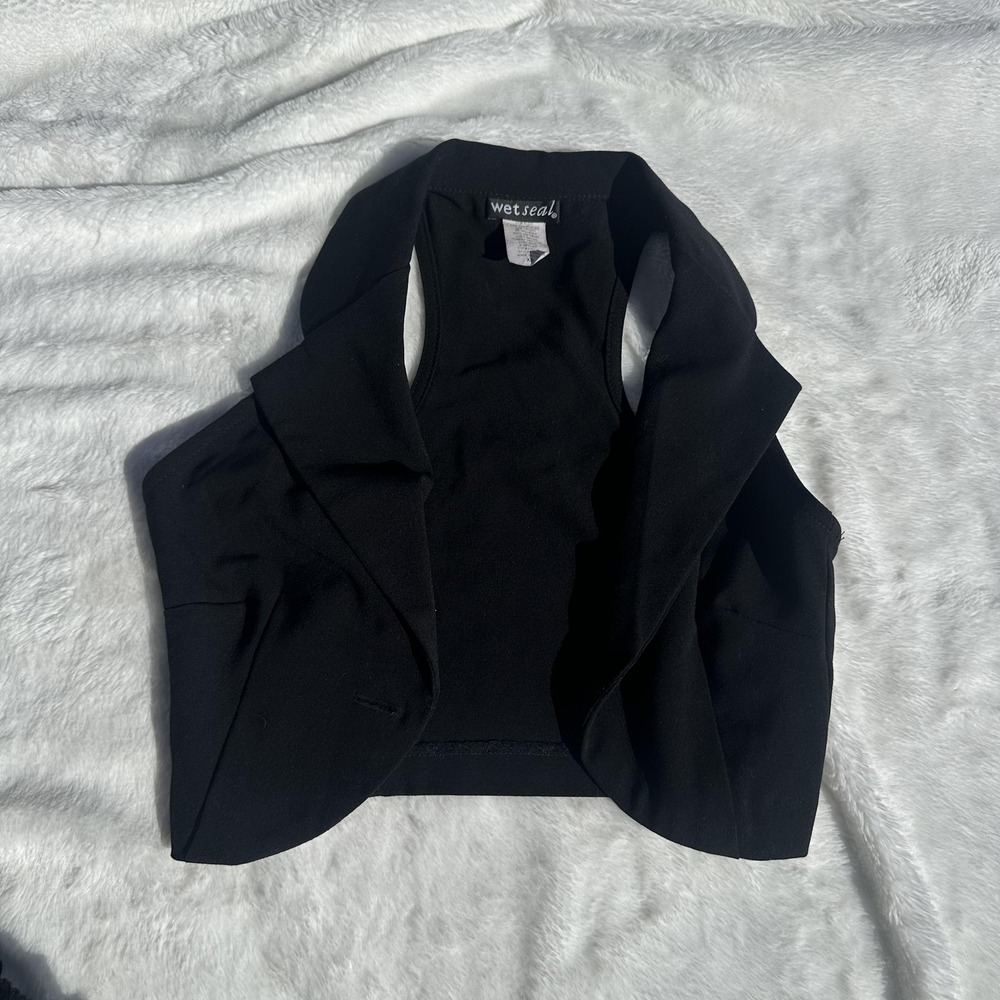 Wet Seal Black Draped Open-Front Vest